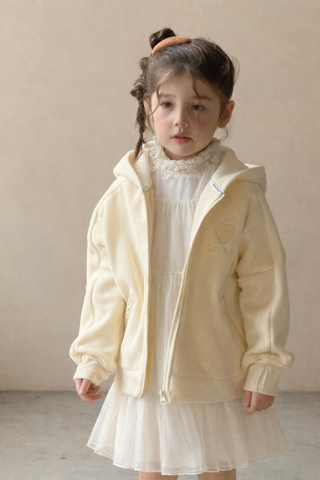 Velour Heart Zip Hoodie M.E Studio Kids