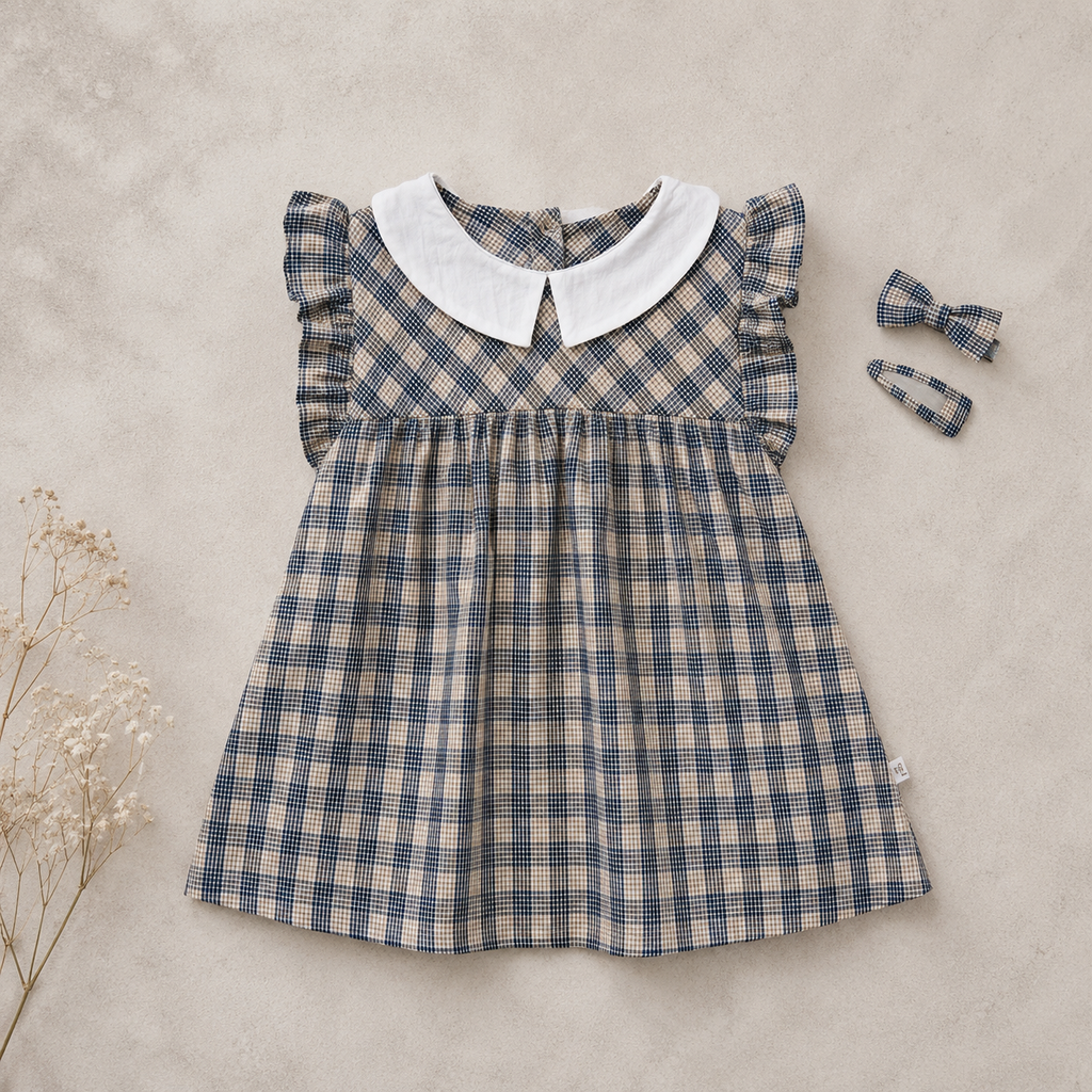 Classic Plaid Peter Pan Dress M.E Studio Kids