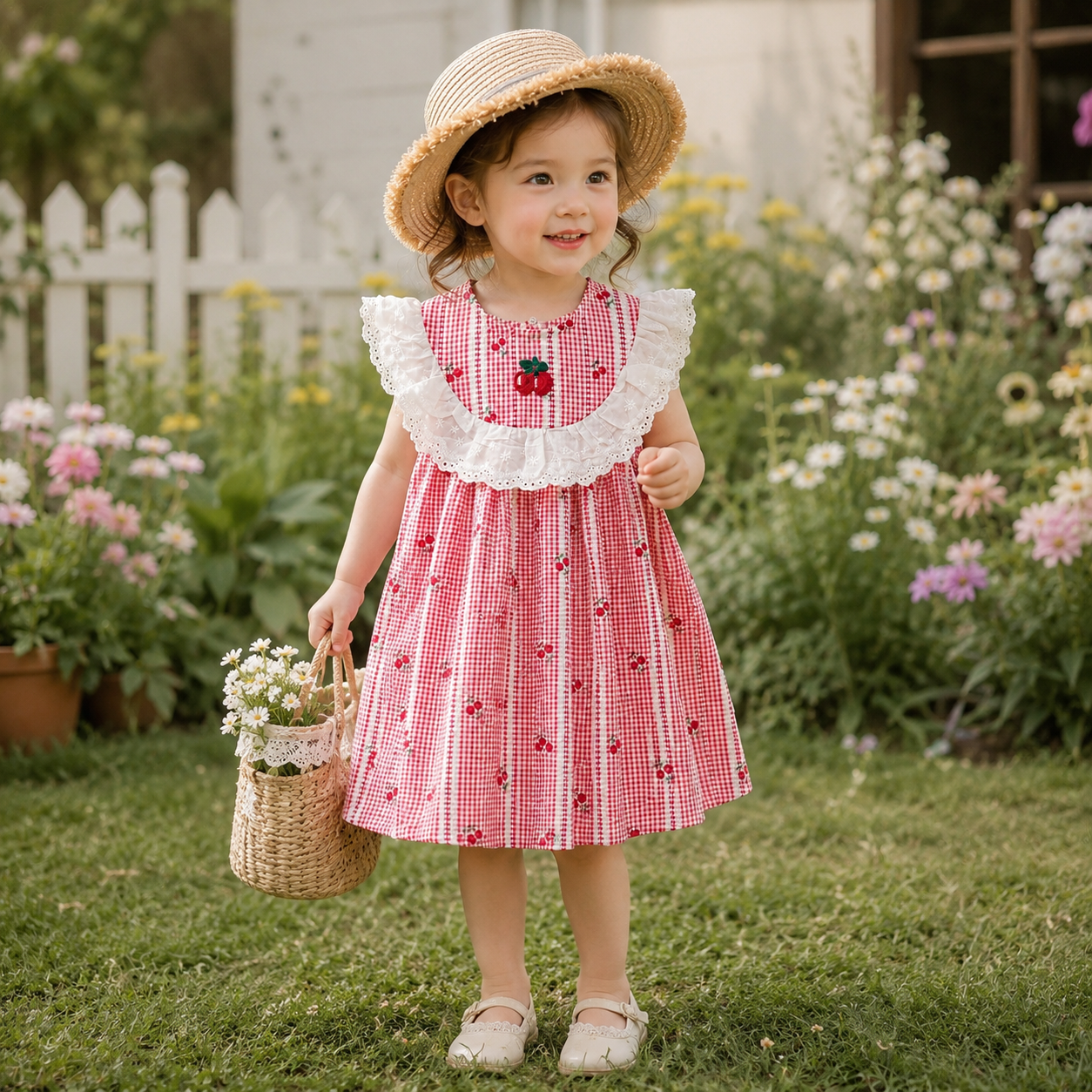 Cherry Picnic Dress M.E Studio Kids