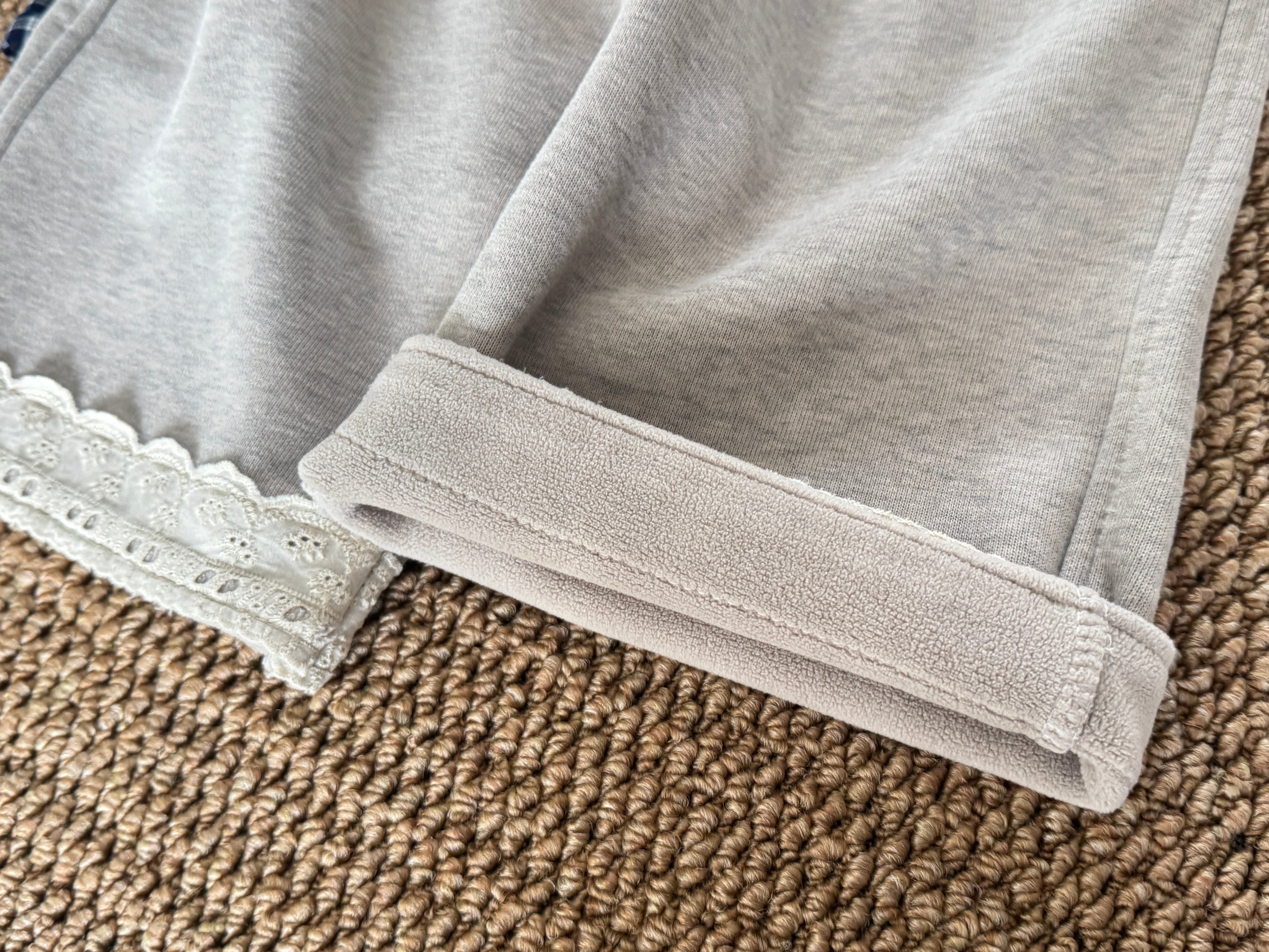 Fleece-Lined Lace Trim Pants M.E Studio Kids