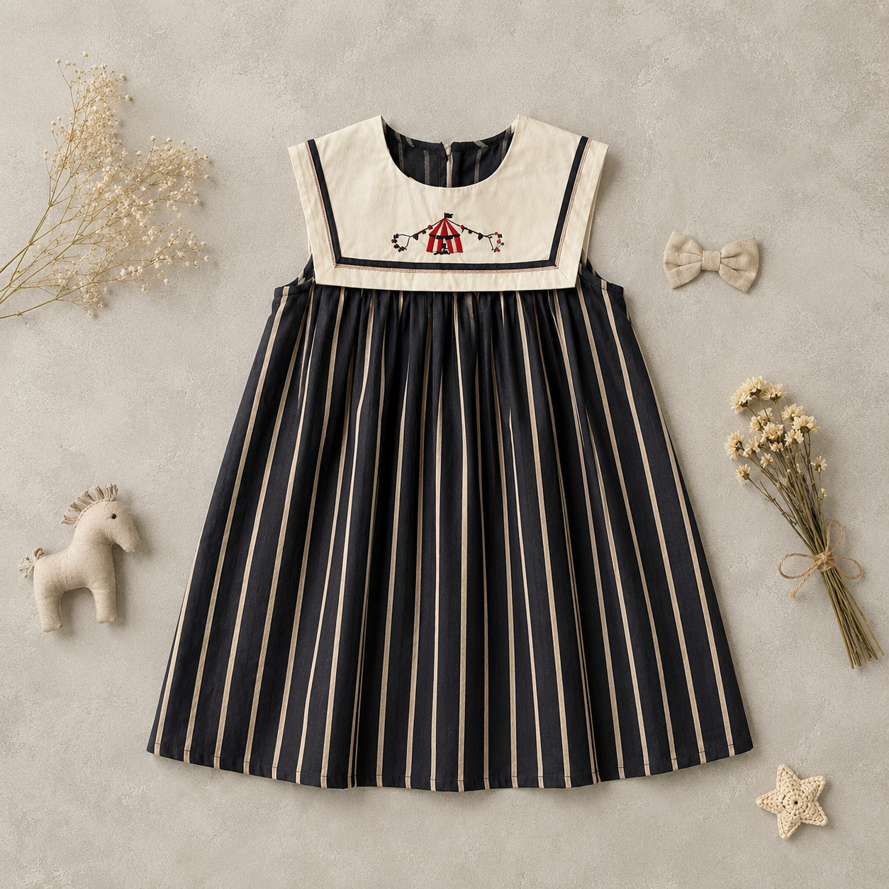 Little Parade Navy Striped Dress M.E Studio Kids