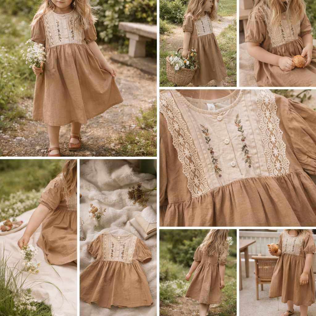 Embroidered Lace Dress M.E Studio Kids