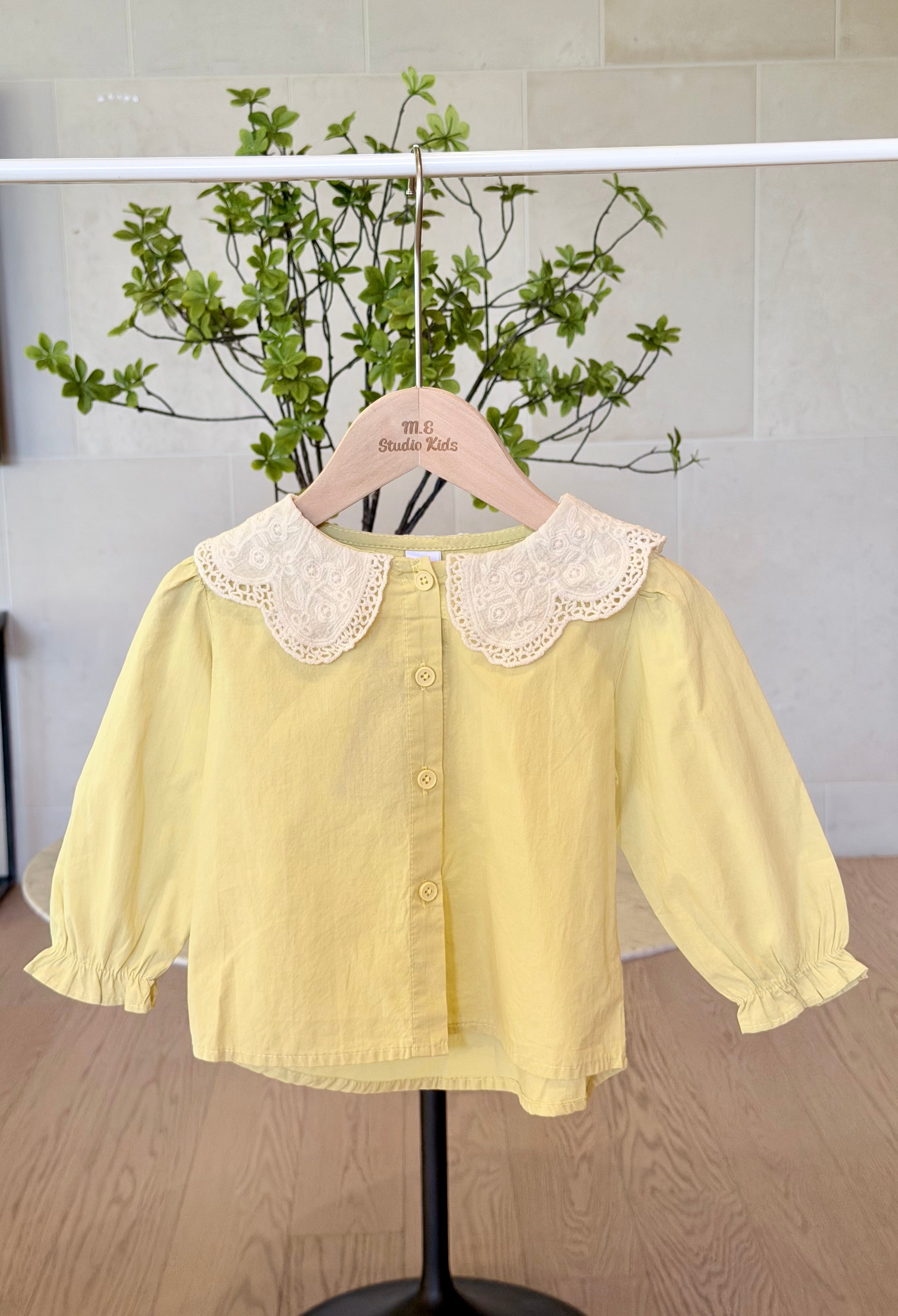 Lace Collar Long-Sleeve Blouse M.E Studio Kids