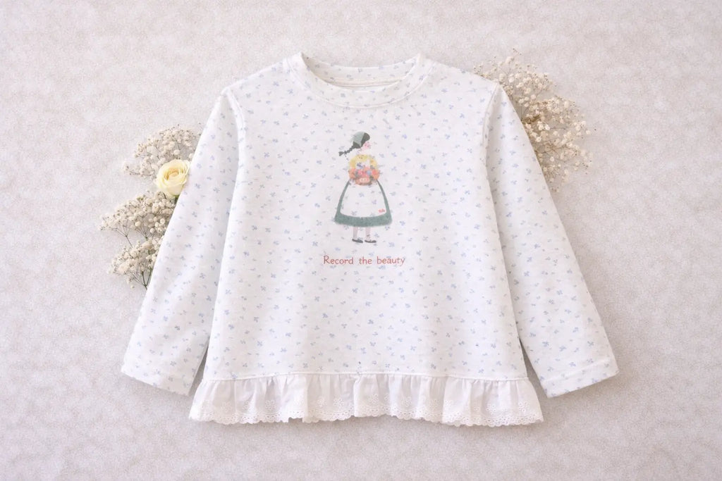 Ruffle Hem Long Sleeve Shirt M.E Studio Kids