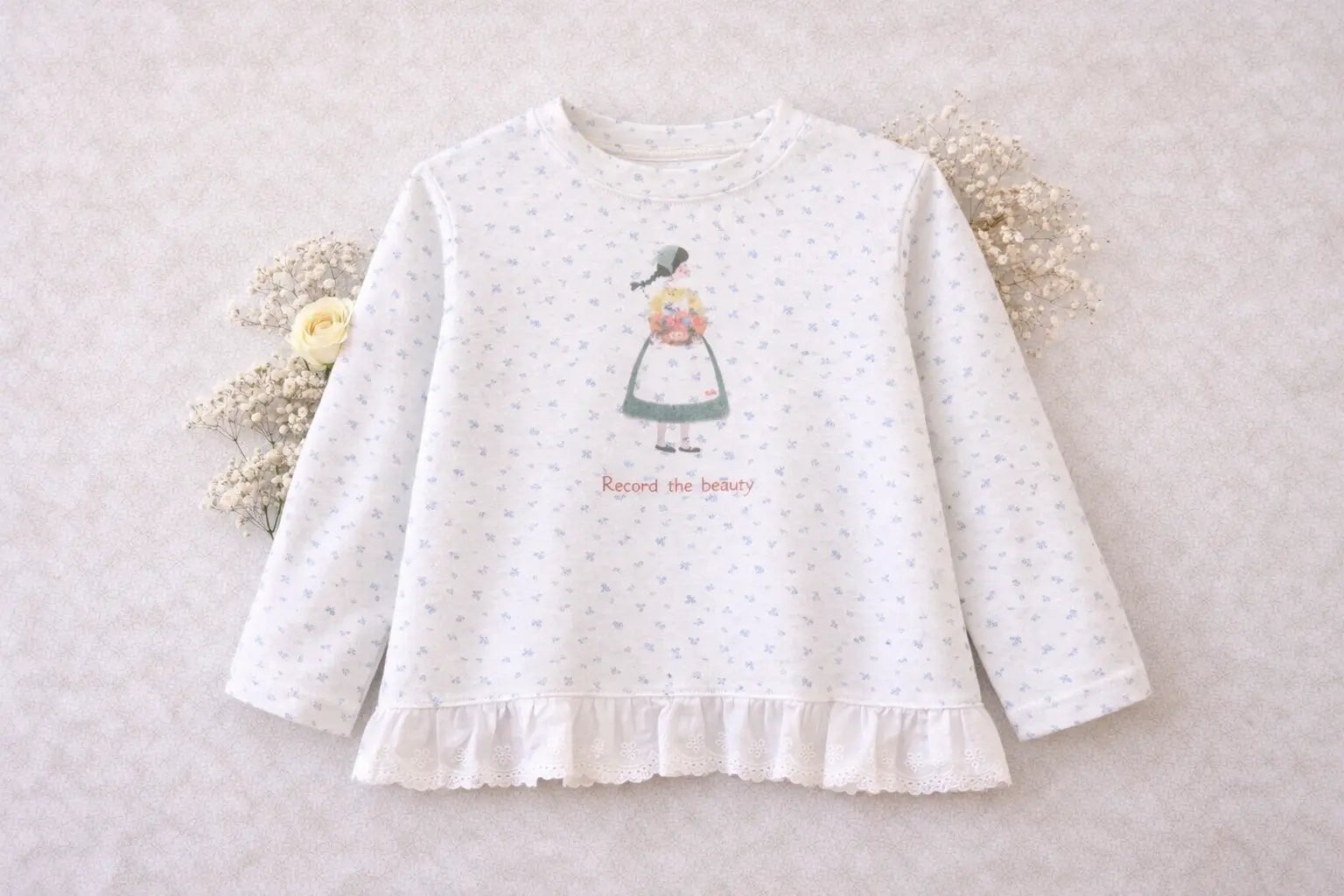 Ruffle Hem Long Sleeve Shirt M.E Studio Kids