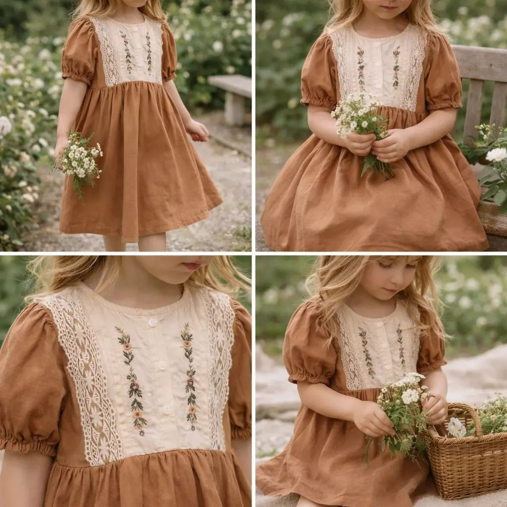 Embroidered Lace Dress M.E Studio Kids