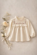 Cream Floral Embroidered Blouse M.E Studio Kids