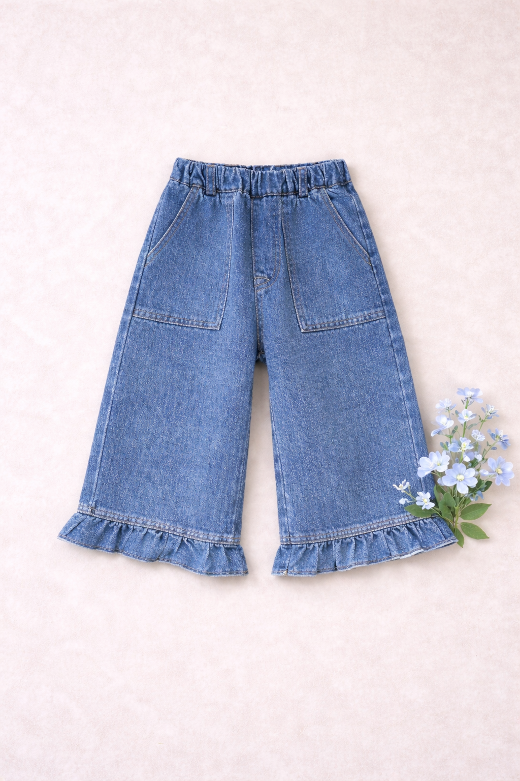 Ruffle Hem Denim Culottes M.E Studio Kids