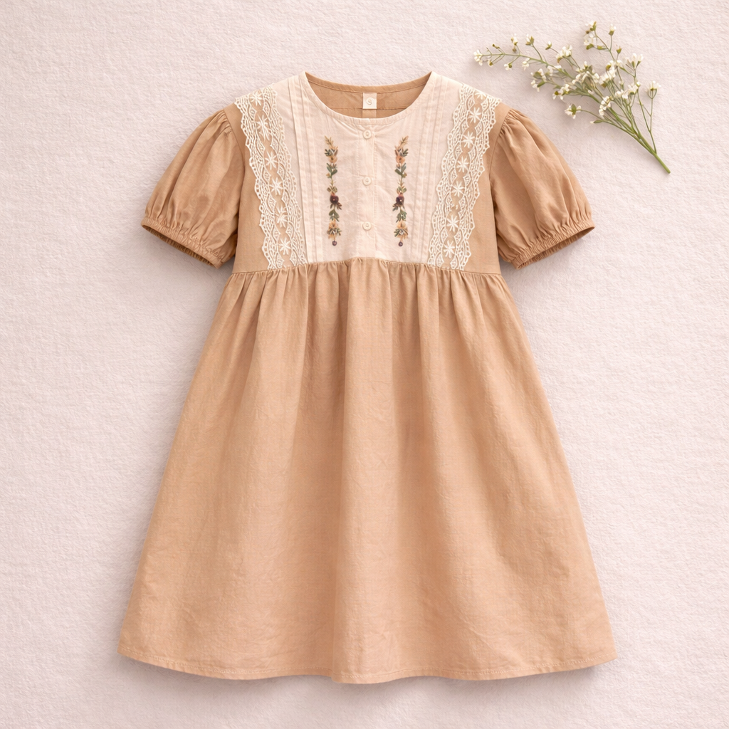 Embroidered Lace Dress M.E Studio Kids