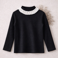 Pearl Trim Ribbed Mock Neck Top M.E Studio Kids