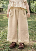Embroidered Lace-Trim Wide-Leg Pants M.E Studio Kids