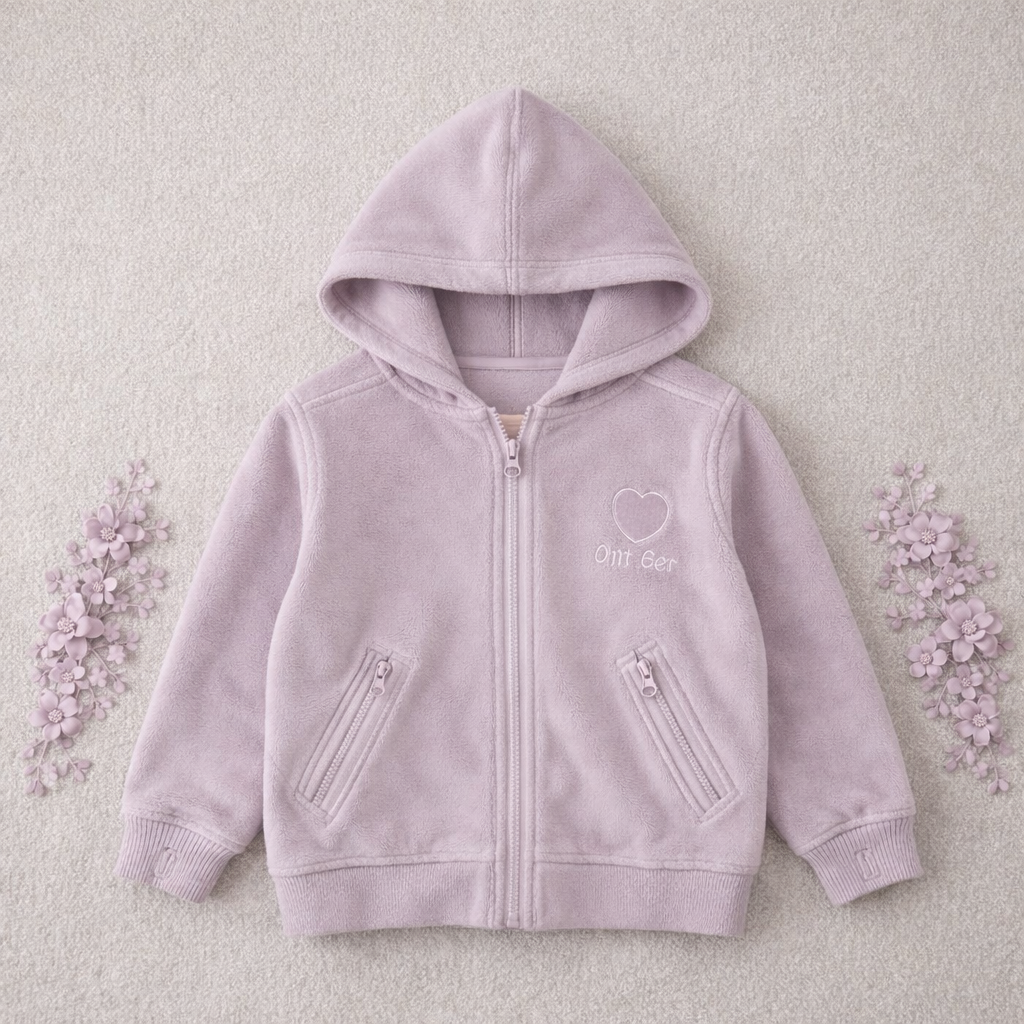Velour Heart Zip Hoodie M.E Studio Kids