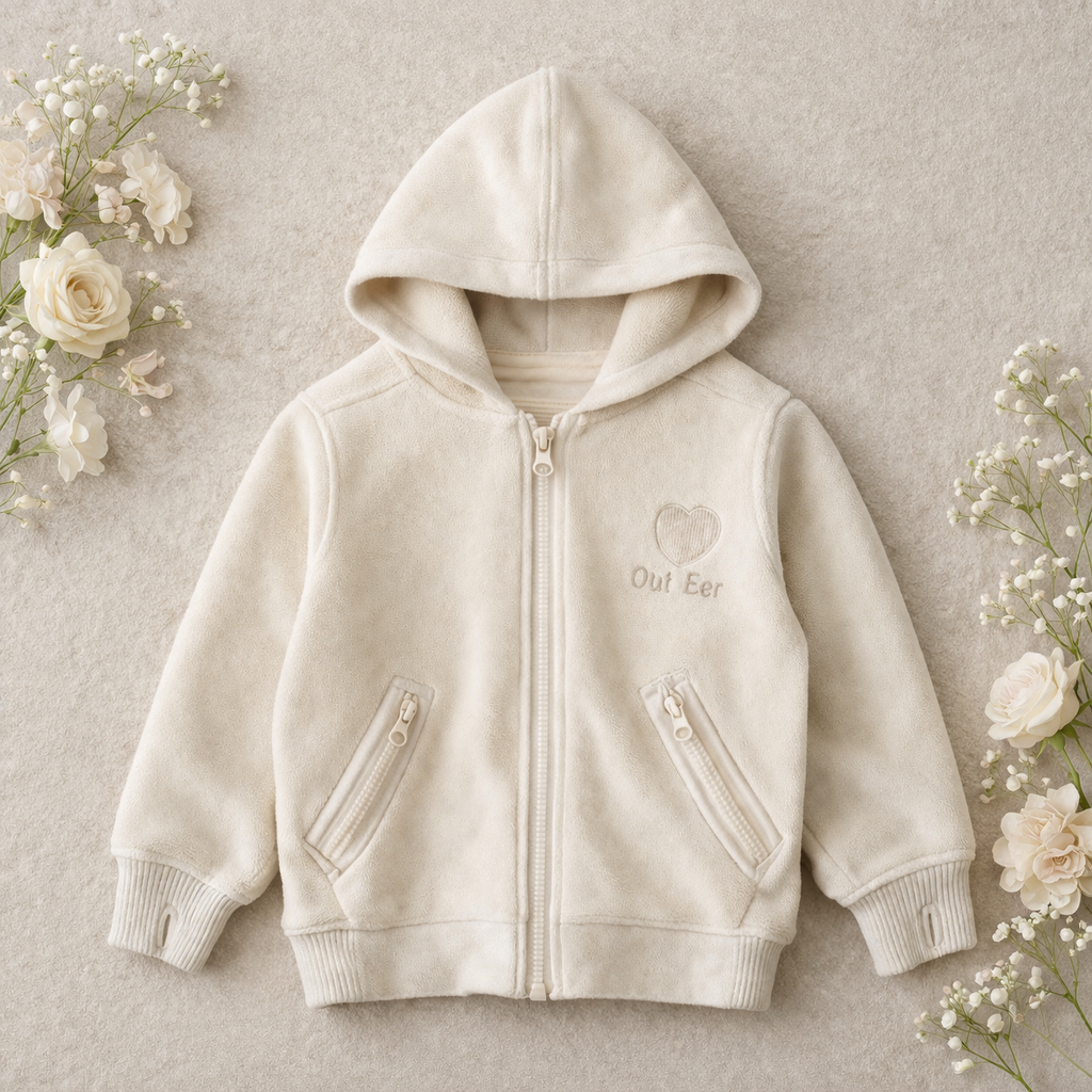 Velour Heart Zip Hoodle M.E Studio Kids