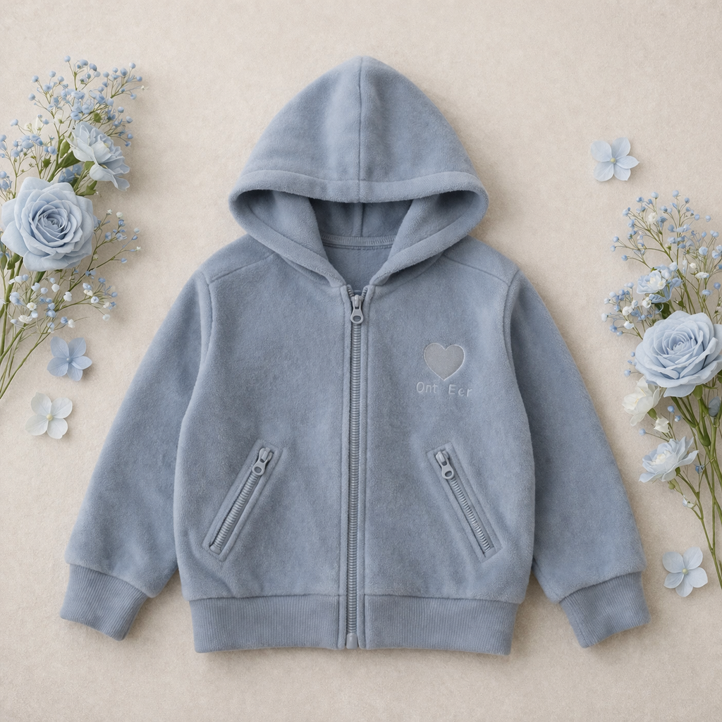 Velour Heart Zip Hoodie M.E Studio Kids