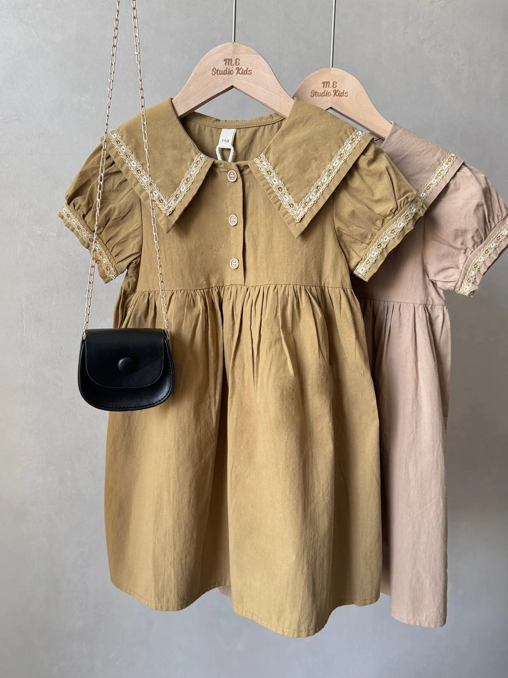 Woodland Lace Trim Puff-Sleeve Dress M.E Studio Kids