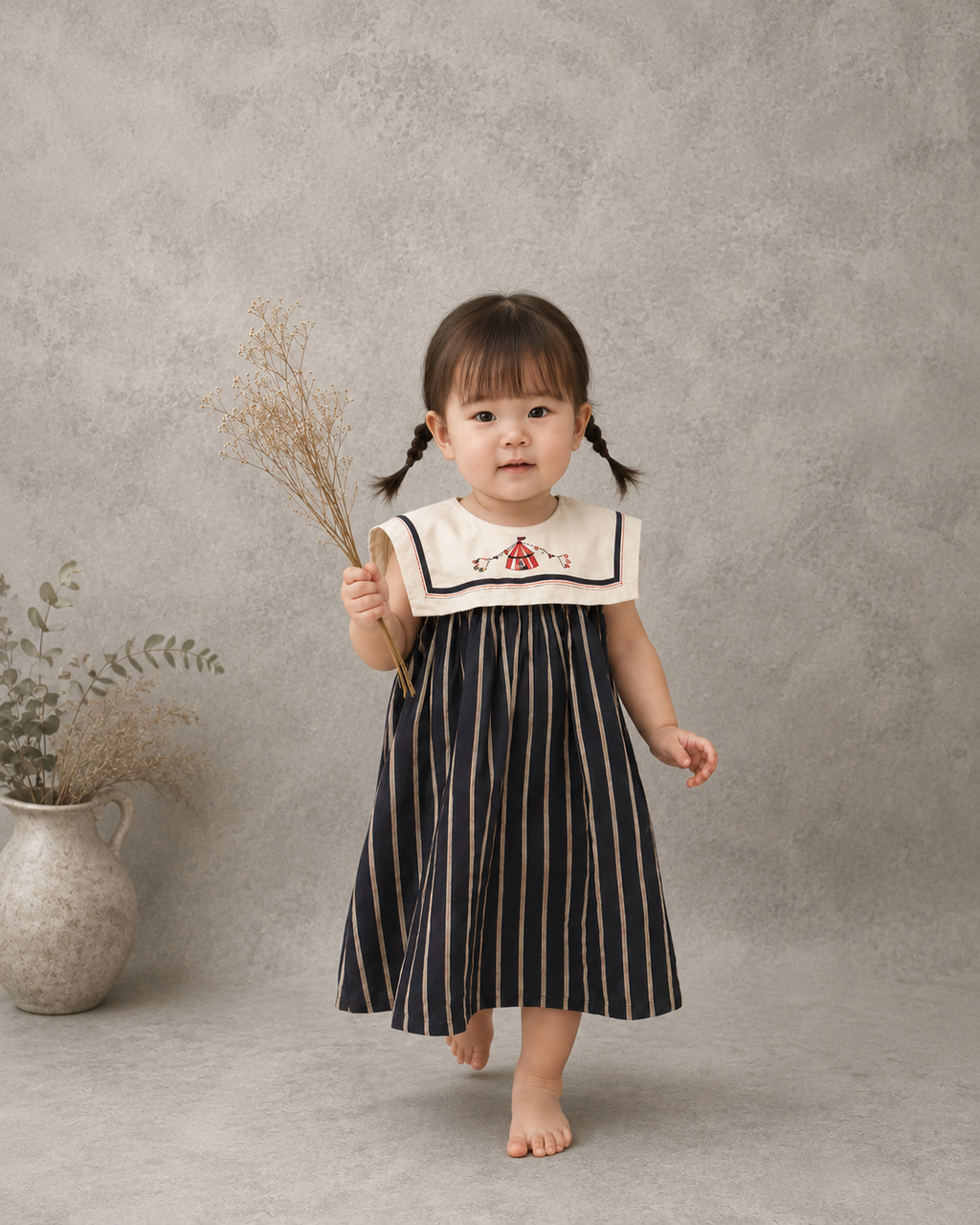 Little Parade Navy Striped Dress M.E Studio Kids