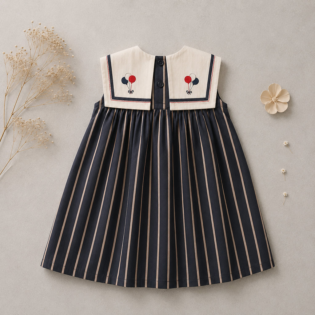 Little Parade Navy Striped Dress M.E Studio Kids