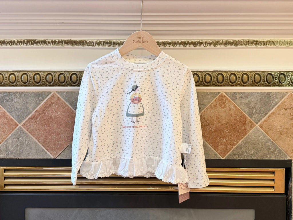 Ruffle Hem Long Sleeve Shirt M.E Studio Kids