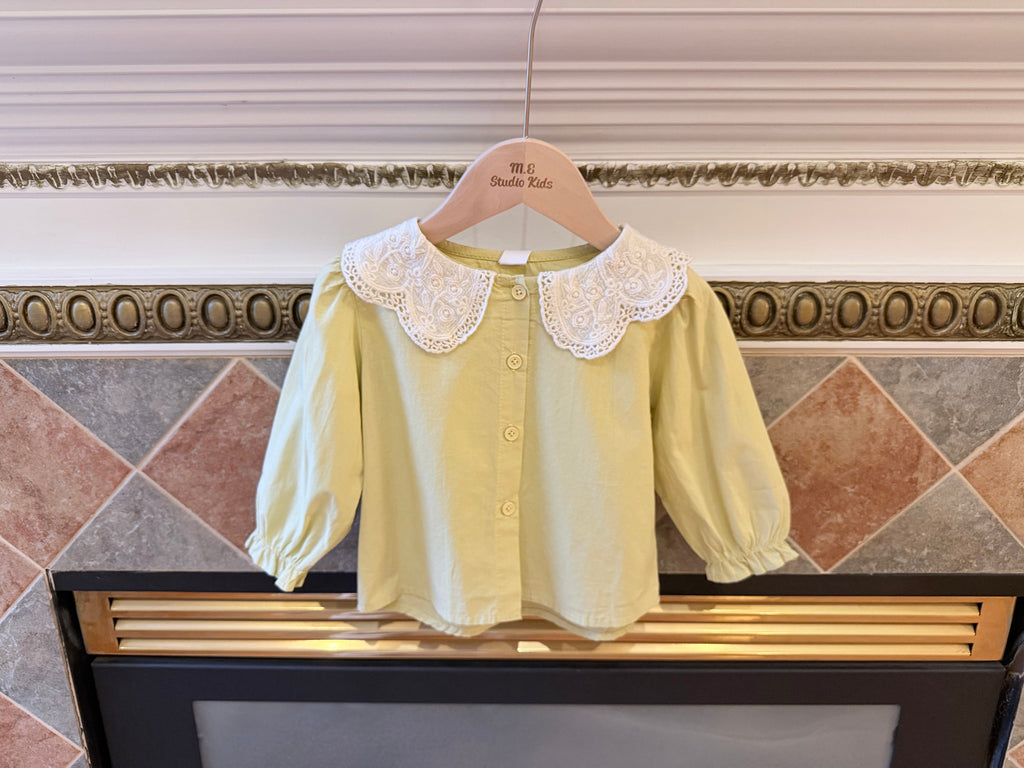 Lace Collar Long-Sleeve Blouse M.E Studio Kids