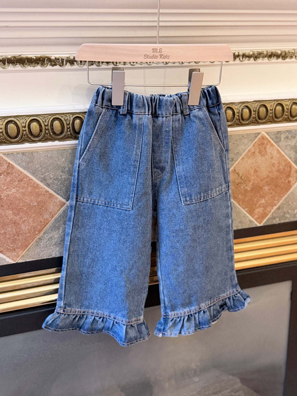 Ruffle Hem Denim Culottes M.E Studio Kids