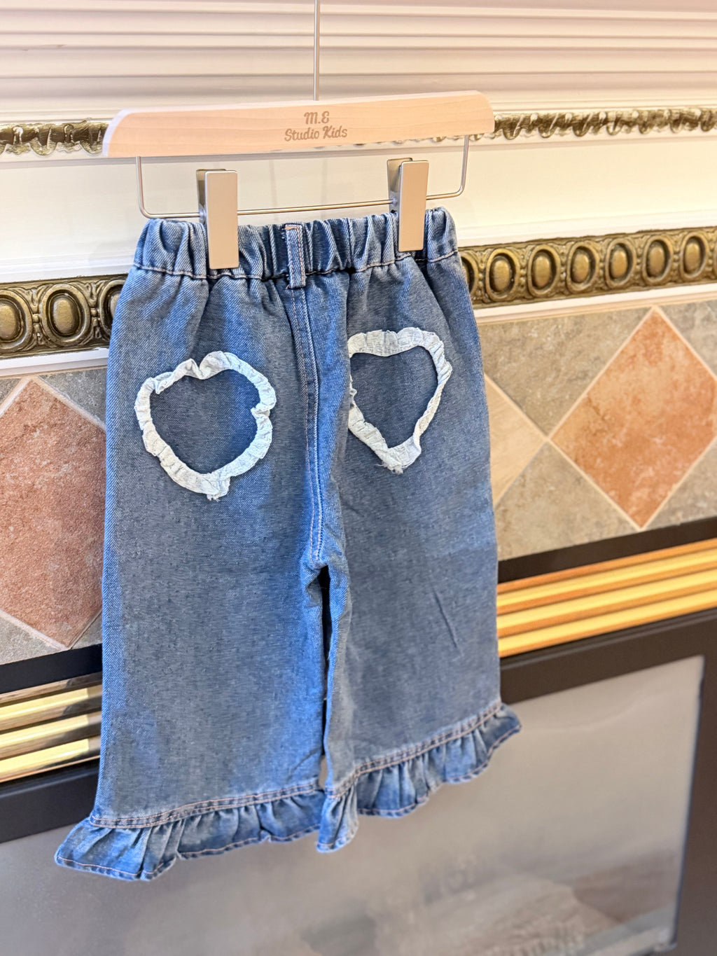 Ruffle Hem Denim Culottes M.E Studio Kids