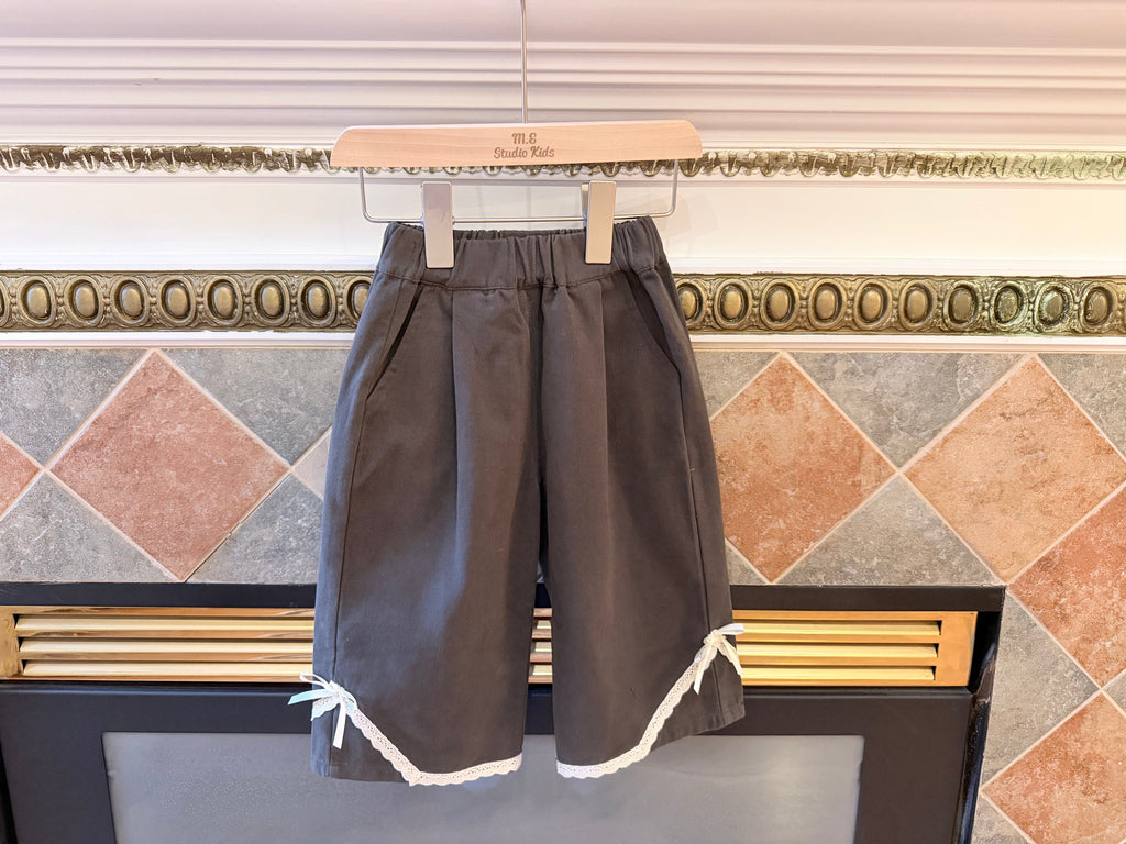 Lace Trim Bow Culotte Pants M.E Studio Kids