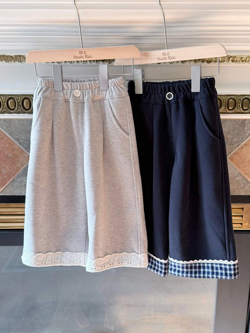 Fleece-Lined Lace Trim Pants M.E Studio Kids