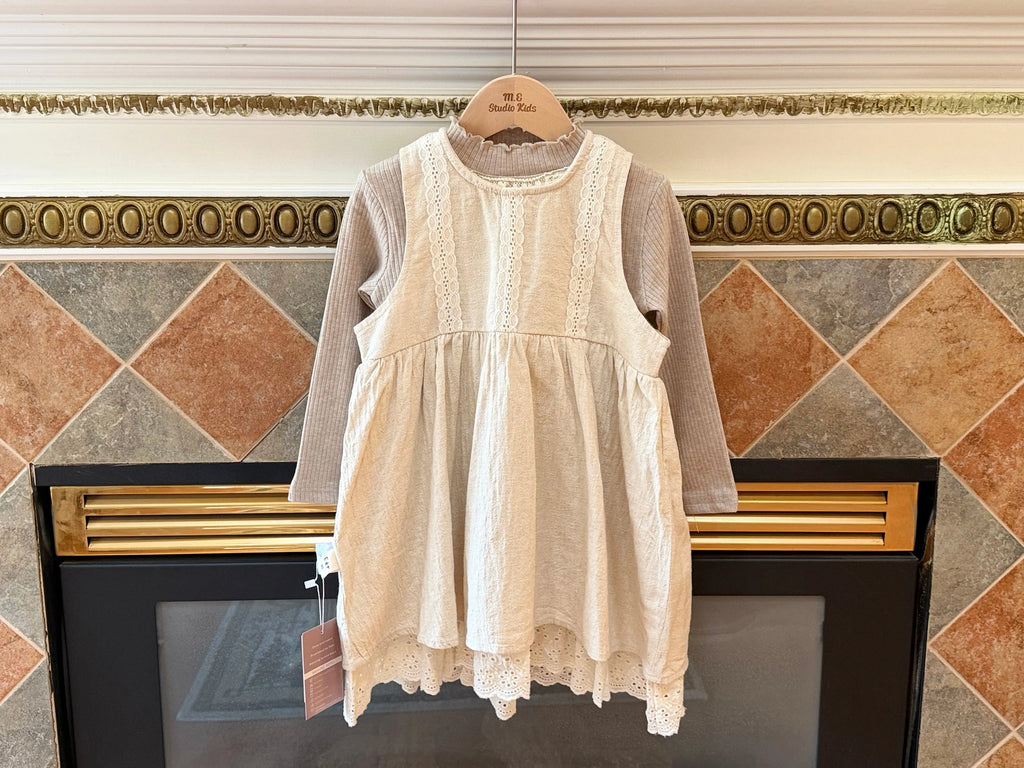 Creamy Vintage Lace Layered Dress M.E Studio Kids