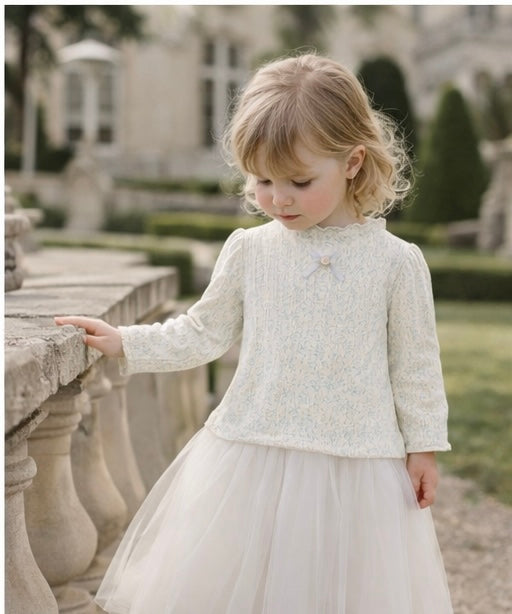 Vintage Lace Knit Top — Soft Mint M.E Studio Kids