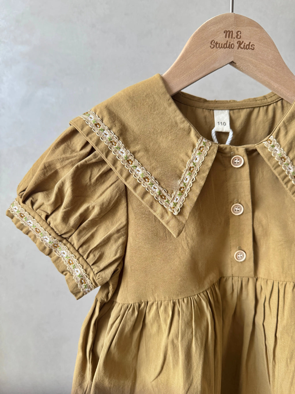 Woodland Lace Trim Puff-Sleeve Dress M.E Studio Kids